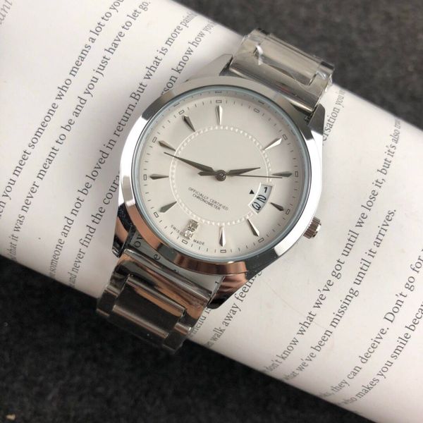 

new wrist watches for men 2023 mens watches three needles quartz watch luxury brand clock fashion steel and leather strap montre de luxe, Slivery;golden