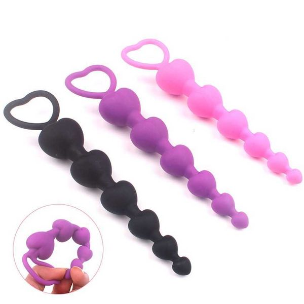 

toy massager heart beads soft anal plug anus toys balls silicone g-spot stimulating butt plugs couple y