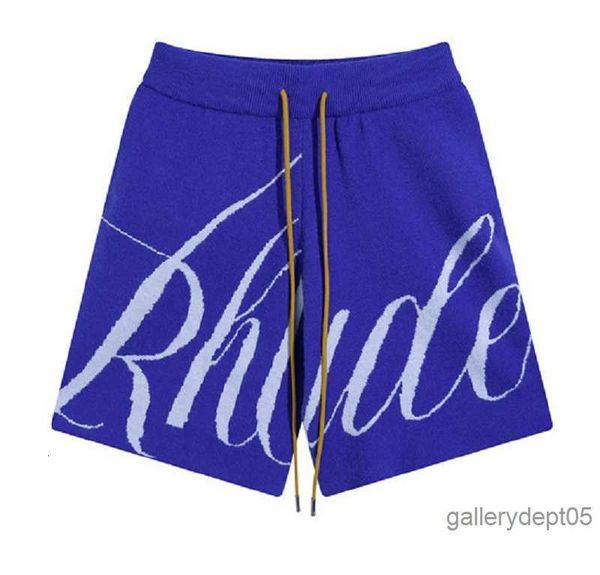 

thude shorts designer mens shorts rhude lettering jacquard knitted wool casual shorts men women sport running shorts home outdoor pants blue, White;black