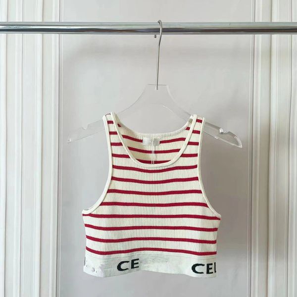 

summer clothing luxury tees tanks striped letter fashion ce letter crop slim sleeveless workout vest ladies designer tank 7 colors, White