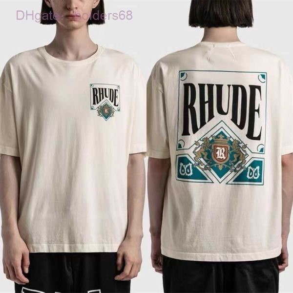 

men's t-shirts 2023ss rhude playing card print t shirt men women oversized heavy fabric t-shirts tee, White;black