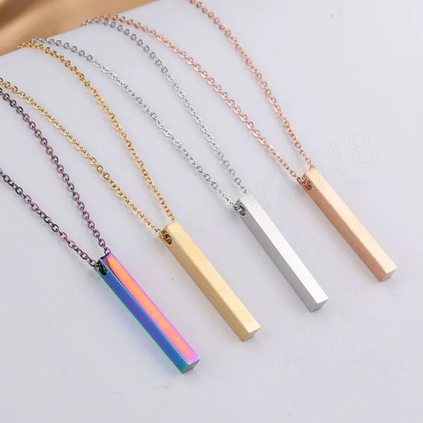 

stainless steel blank bar necklaces 5 colors geometric square bar pendant necklace pendants diy customize jewelry, Silver