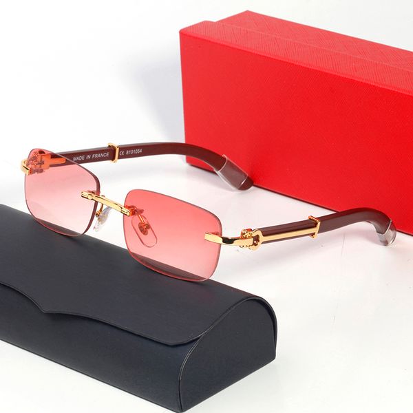 

fashion carti luxury cool sunglasses designer glasses frame eyeglass rimless wooden bamboo eyeglasses simple square gold frame uv400 beach s, White;black