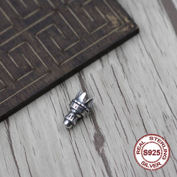 

g05 s925 sterling silver beads connector diy accessories beads personalized fashion punk hip hop style jewelry beads cross flower letter sha, Black
