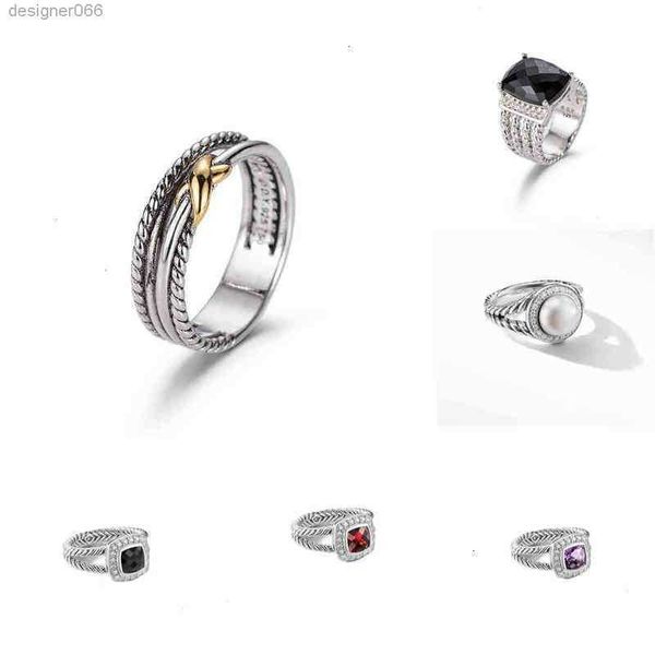 

rings dy twisted two-color cross ring women fashion platinum plated black thai silver selling jewelry