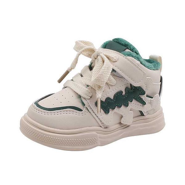 

athletic outdoor cozulma children winter fashion sneakers for boys sports shoes with fur baby girls warm plush casual shoes kids white flat, Black