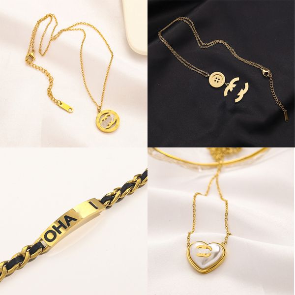 

20style designer pendant necklaces for women elegant letter necklace highly quality choker chains jewelry accessories 18k plated gold girls, Silver