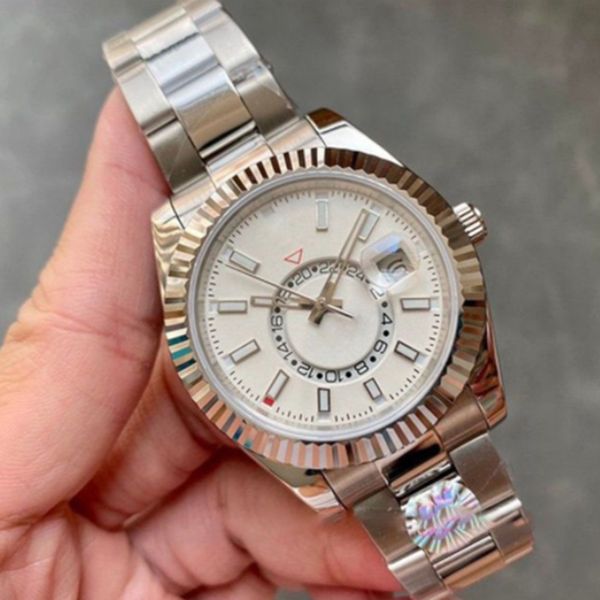 

mens reloj watches steel automatic movement small dial calendar 41mm white dial reloj watch stainless sky dweller wristwatches montre de lux, Slivery;brown