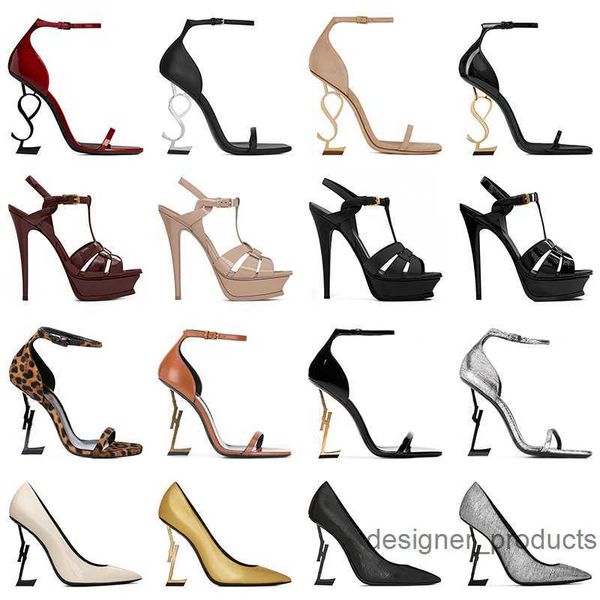 

women luxury dress shoes designer high heels patent leather gold tone triple black nuede red womens lady fashion sandals party wedding offic