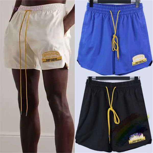 

men's shorts embroidery rhude casual men women inside mesh drawstring breeches, White;black