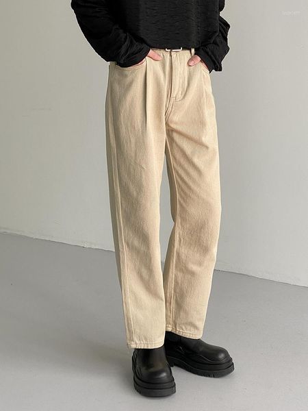 

men's jeans zcsmll straight men's trousers loose washable casual pants autumn denim trendy korean fashion solid color male vintage, Blue
