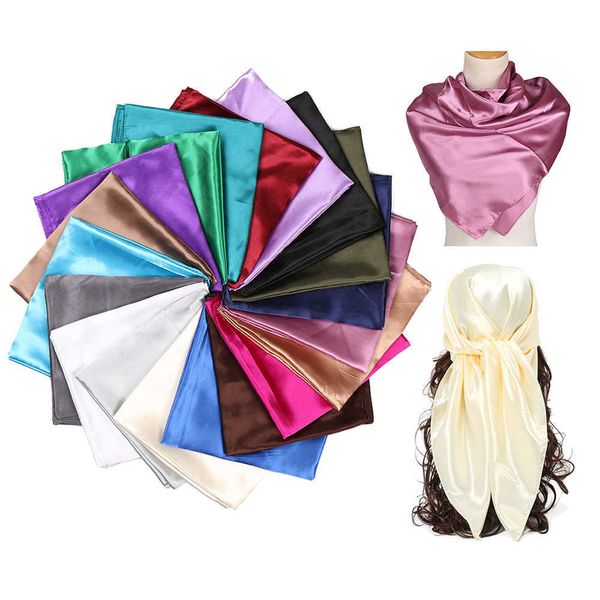 

sarongs 90cm ladies satin square silk scarf women outdoor multifunctional scarf headbands hair band girls elegant stewardess shawl p230323, Blue;gray