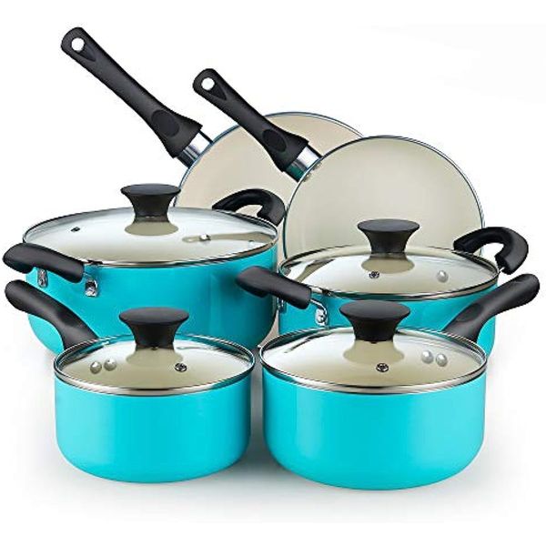 

cook n home pots and pans set nonstick 10 piece ceramic cookware sets kitchen non stick cooking set with saucepans frying pans dutch oven po