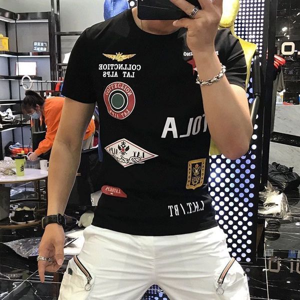 

women s t shirt summer men s korean style fashion badge print pattern mercerized cotton round neck short sleeve gothic 230403, White