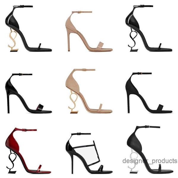 

designer sandals opyum high heels women open toe stiletto heel classic metal letters sandal fashion stylist shoes yslitys bqmu, Black