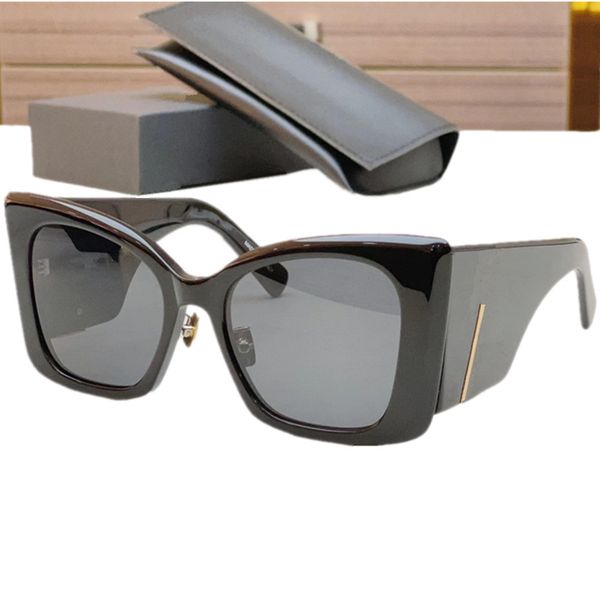 

2023 big square bold cateye sunglasses for women uv400 dark adumbrals ornaments 53-19-145 fashion female modern beach goggles fullset box, White;black
