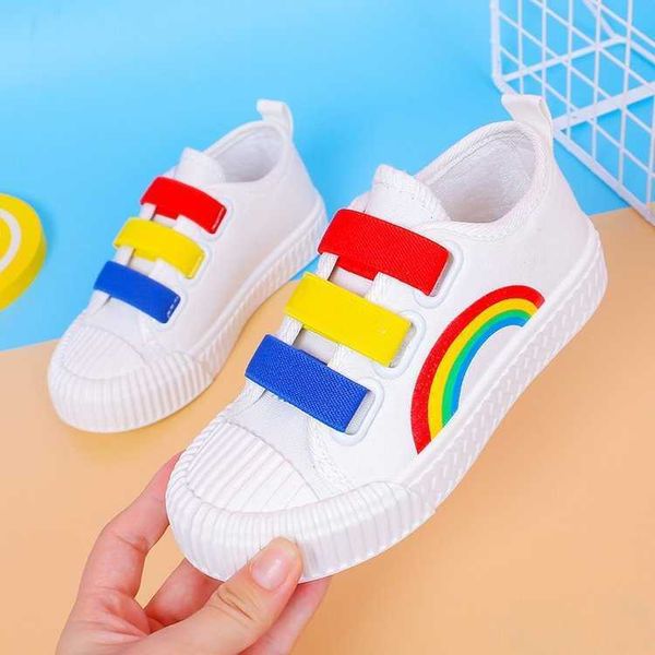 

athletic outdoor 2021 spring new fashion children canvas shoes casual rainbow girls cloth shoes wild soft bottom boys running shoes baby sne, Black