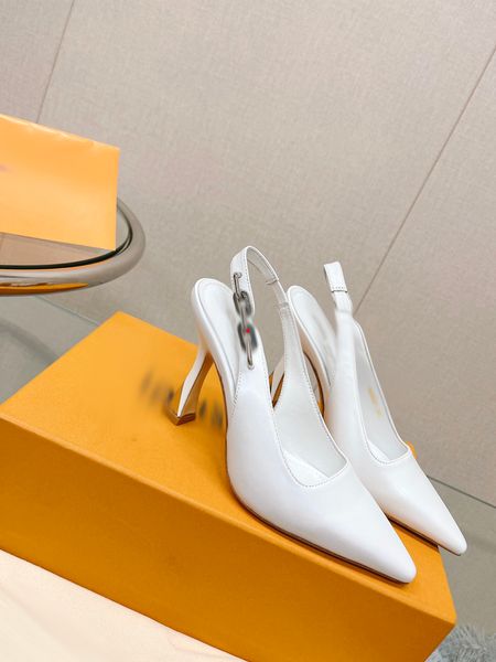 

2023 fashion buckle shoes woman high heels pumps ladies wedding shoes heels shoe metal v tacones pointed toe stilettos black -061