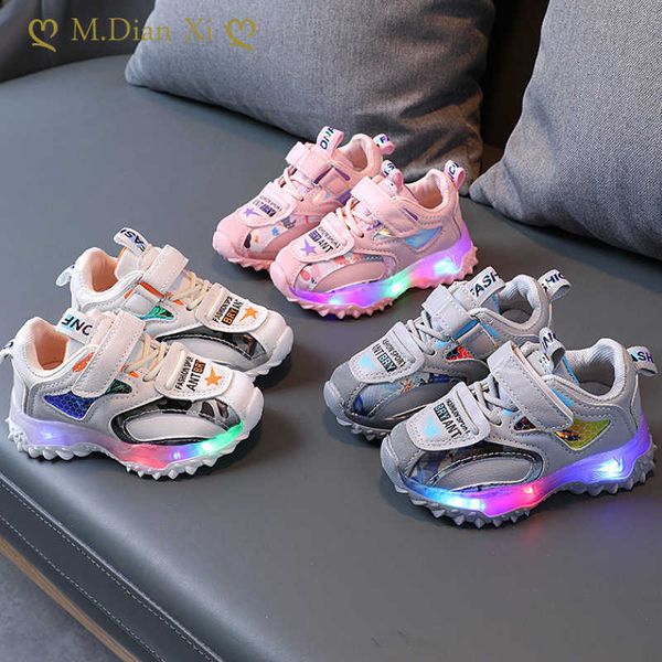

athletic outdoor size 21-30 kids casual led lights sport shoes for boys children wear-resistant glowing running sneakers girls baby luminous, Black