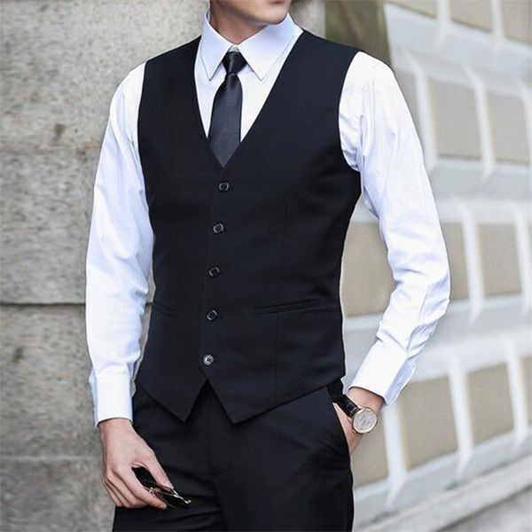 

men's vests suit men slim fit sleeveless waistcoat mens formal business wedding dress chaleco hombre 230331, Black;white