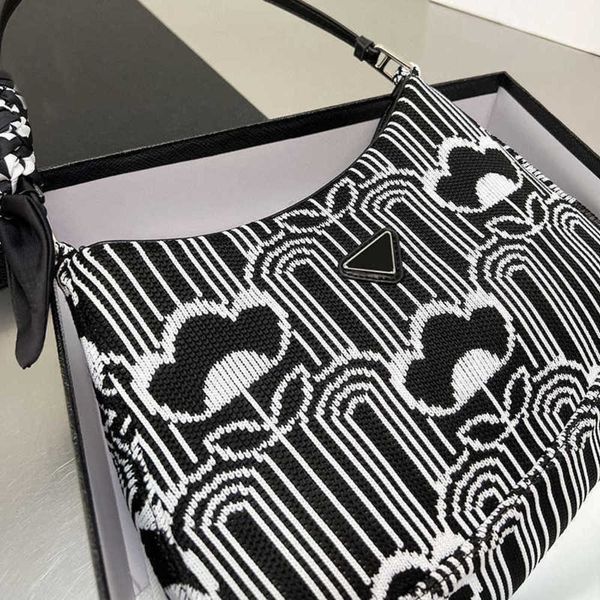 

knitting totes prabag party designer bag womens embroidery print underarm bag designers cross body handbag tote bag shoulder pouch purse 221