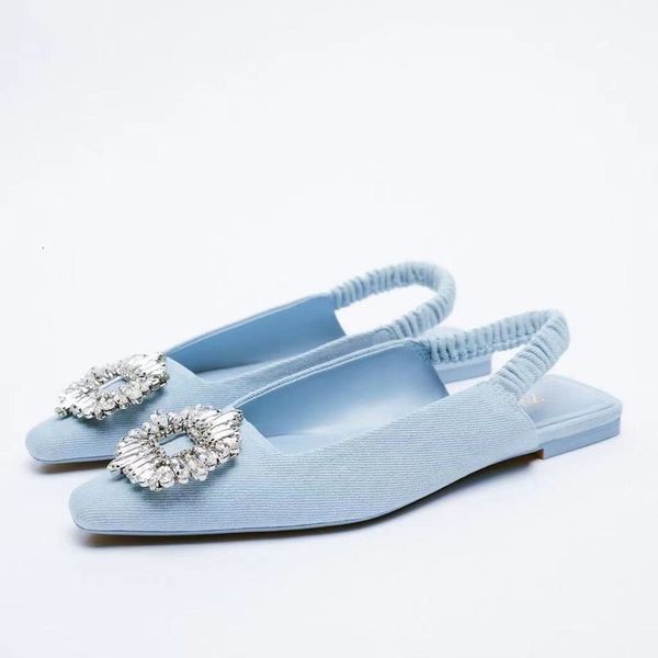 

sandals shoes summer sandals women shoes blue denim fabric flat sandals casual mules sequins designer womens sandals 230331, Black