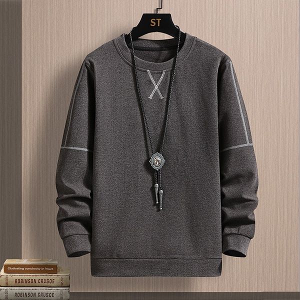 

men's t-shirts men's casual sweatshirt autumn/winter korea fashion long sleeve t-shirt with velvet o-neck hoodie 230403, White;black