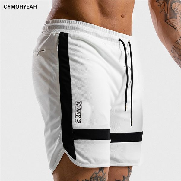

men's shorts fitness sweatpants shorts man summer gyms workout male breathable mesh quick dry sportswear jogger beach brand short pants, White;black