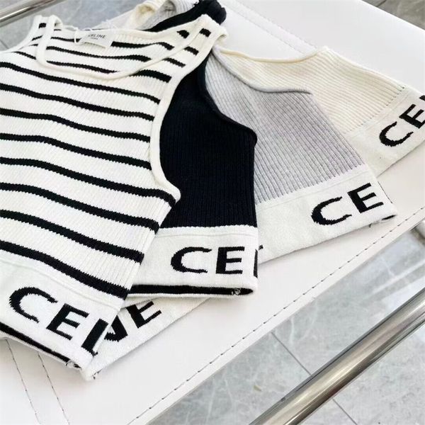 

womens designers tank vest sweaters t shirts designer striped letter sleeveless knit fashion style ladies pullover print sleeveless pullove, White