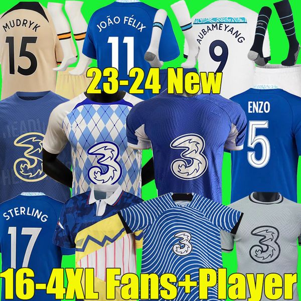 

4XL 23/24 CFC AUBA Soccer Jerseys New Retro Collection Enzo Mudryk Joao Felix STERLING Cucurella KOULIBALY PULISIC MOUNT KANTE football shirt men kids Kits sock sets