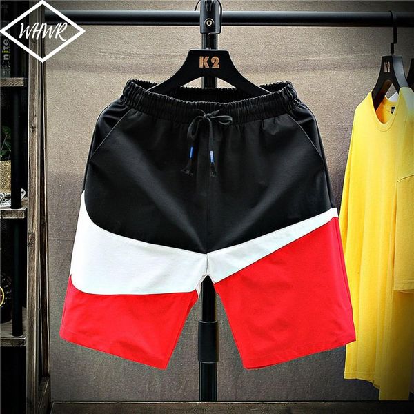 

men's shorts summer patchwork men sport shorts cotton loose casual pants streetwear breathable sweatpants knee length sportswear 230403, White;black
