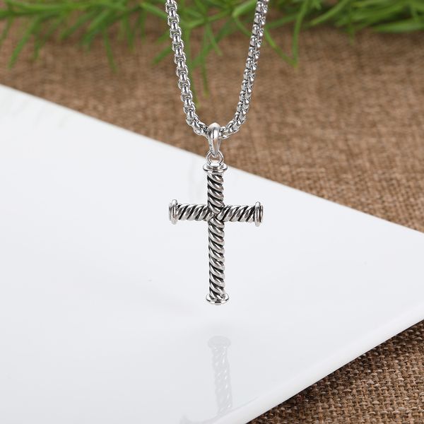 

cross necklace pendant retro classic couple necklace accessories, Silver