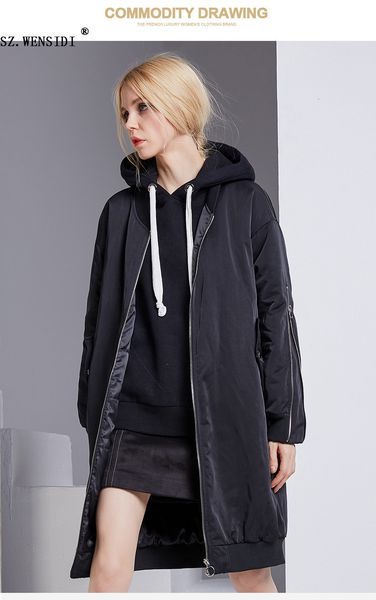 

women's trench coats szwensidi black womens trenchcoat large sizes zipper for women quality warm trench coat autumn spring manteau long, Tan;black