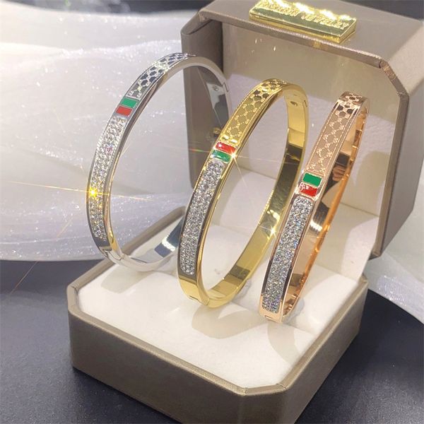 

designer jewelry bangles women's bracelet red and green titanium steel bracelet fashion men's and women's models clasp bracel, Black