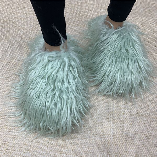 

slippers designer long hair sheep fur slides for design 230403, Black