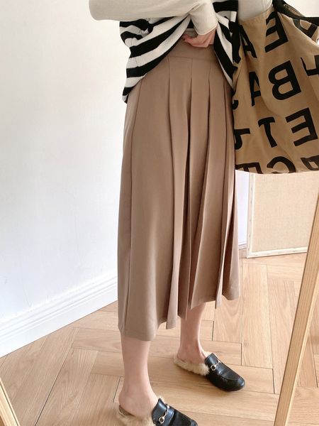 

skirts li zhiqi high waist mid length suit pleated women's autumn thin loose outer skirt 111710 230403, Black