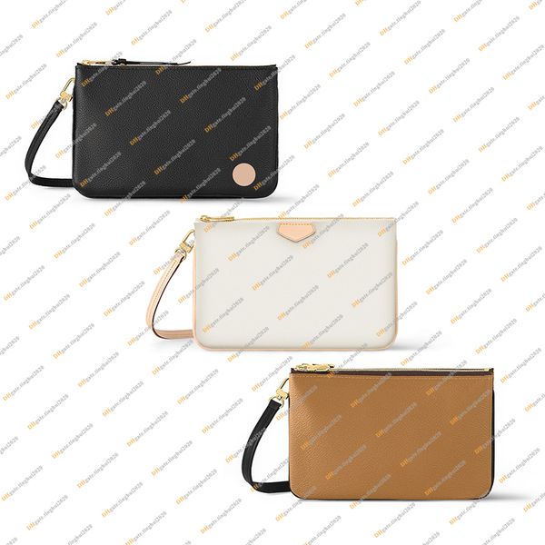 

ladies fashion designe luxury double zip pochette crossbody shoulder bag handbag chain bag tote messenger bag mirror quality m69203 n60460 m