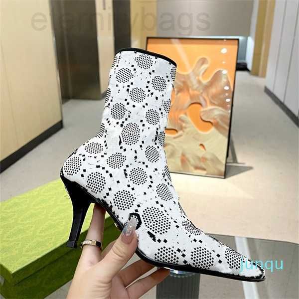 

new letter 2022 knitted ankle boots elastic socks single boot elastic plain knitting fabric est designer 7.5cm heel height 06 ggity, Black