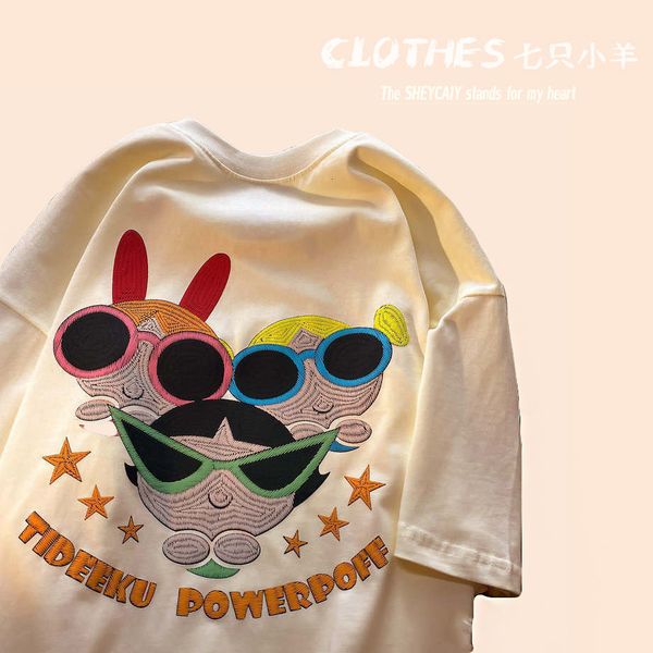 

men s t shirts pure cotton short sleeved and women s high street loose all match t shirt summer simple bf style tees anime y2k 230403, White;black
