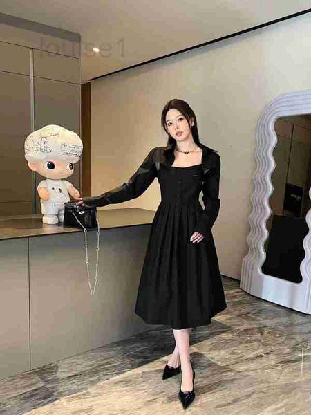 

runway dresses designer 23 spring/summer new style elegant letter two piece shirt pleated dress ak87, Black