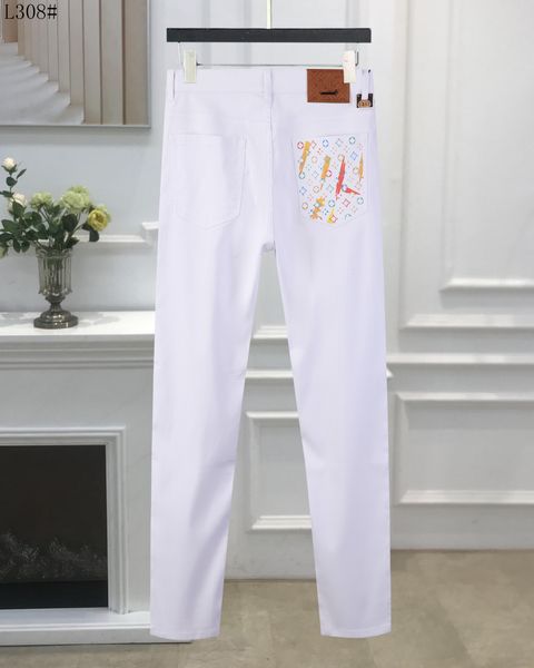 

2023 men's jeans women designer pant sport letter jacquard colored letter jeans spring summer casual pants white size 29-40, Blue