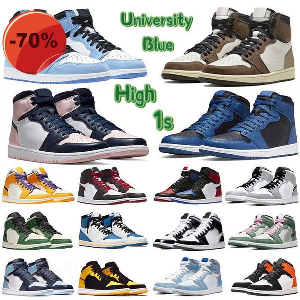 

fashion jumpman 1s high basketball shoes off mens womesn university blue dark mocha light smoke grey hyper chicago patent bred royal toe