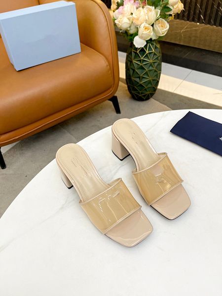 

women beach slippers designer shoe soft cowhide leather thick heels metal woman shoes lazy baotou sandals diamonds pearl high heeled shoes s, Black