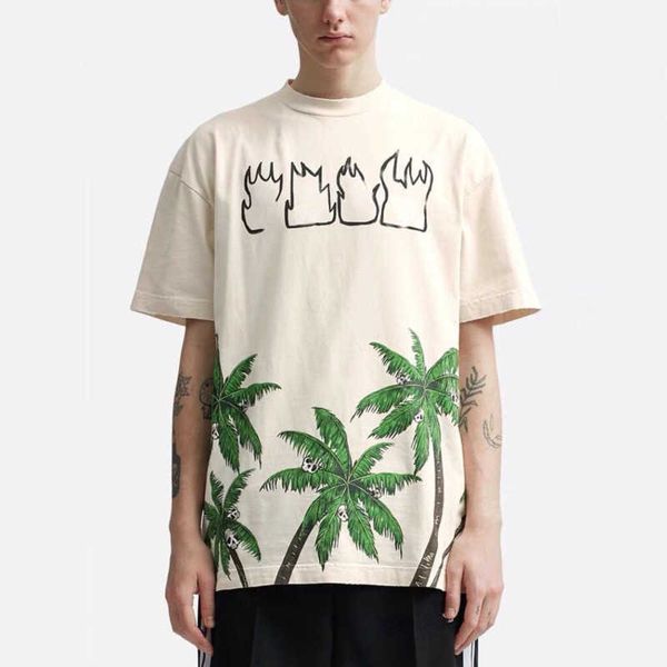 

mens coconut tree skull print tshirt american hip hop sweatshirt designer t shirt men women cotton pullover tee fashion short sleeve top, White;black