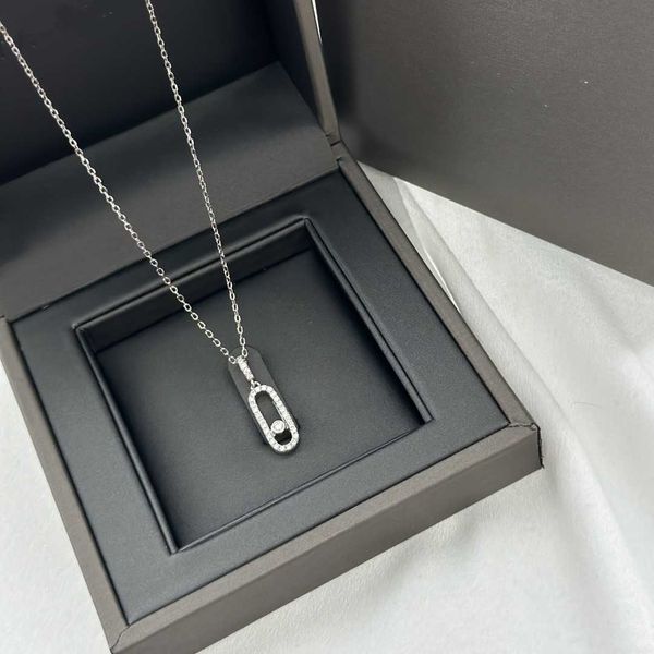 

luxury designer pendant necklace s925 sterling silver hollow french movable crystal classic square charm short chain choker for women party