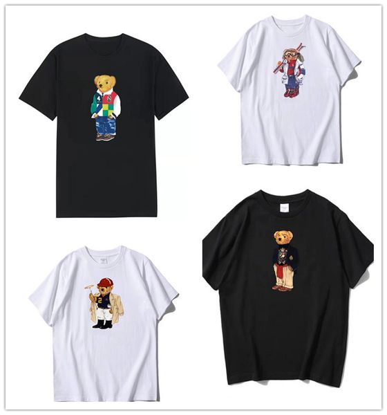 

2023 american printed polos shirt casual t-shirt bear 100% cotton round neck short sleeve t-shirt for men and women designers with, White;black