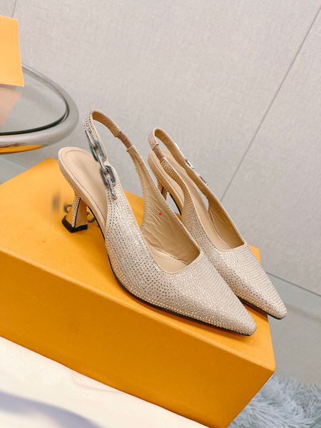 

2023 fashion dress shoes buckle shoes high heels pumps ladies wedding shoes black heels shoe metal v tacones pointed toe stilettos -058