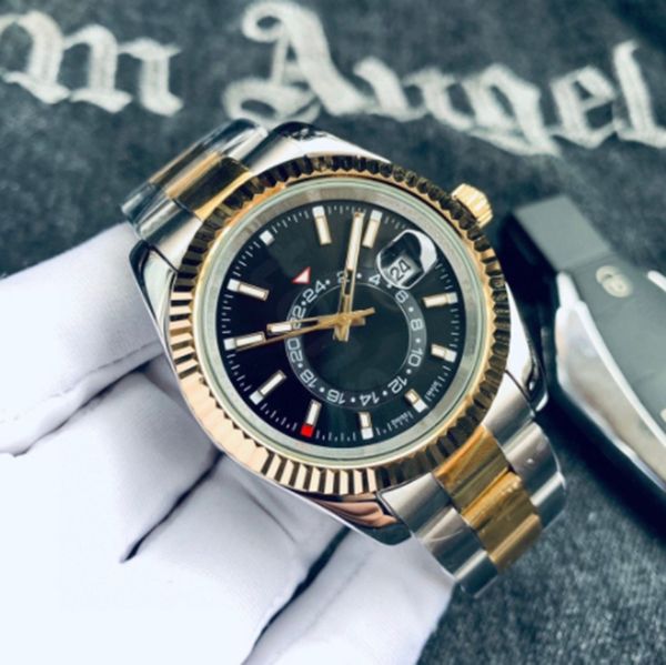 

2023 mens watch designer watches black rubber strap oyster case oyster perpetual stainless steel automatic watch mechanical 42mm sky dweller, Slivery;brown
