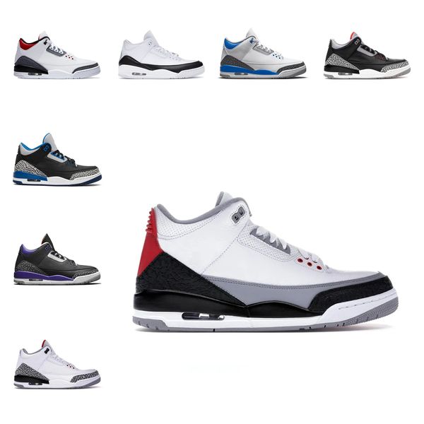 

premium men's basketball shoes 3 3s cardinal fiery red cement black cat desert elephant fragment pine red sports blue cool gray georget
