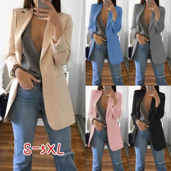 

women's suits blazers xxxxxl xxxxl women elegant slim casual solid business blazer bodycon long blazers jacket ladies spring autumn sui, White;black